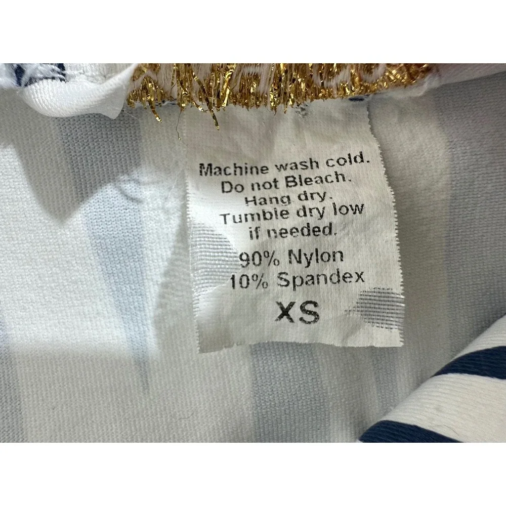 Mahi Gold Navy White‎ Pink Shift Dress Size XXS Geometric Print 3/4 Sleeve